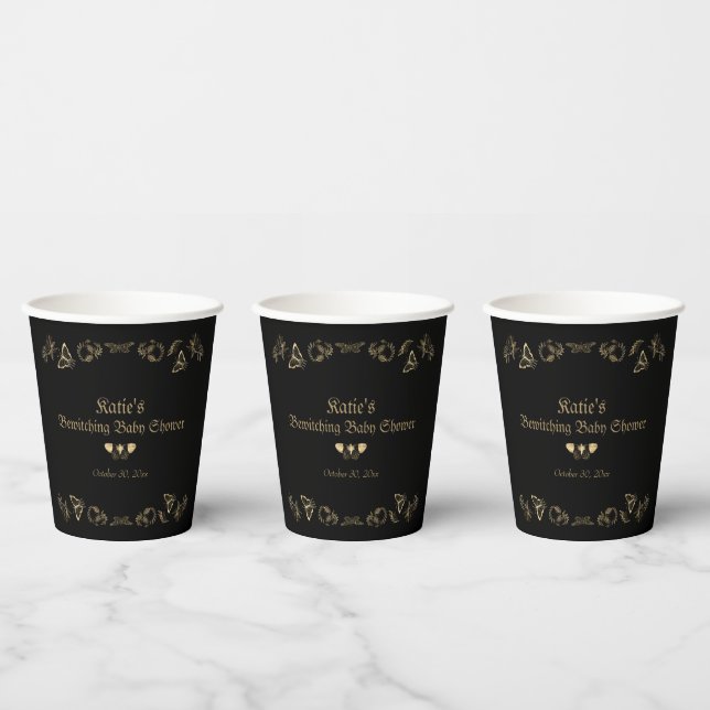 Dark Victorian Gothic Halloween Baby Shower  Paper Cups (Multi)