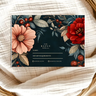 Dark Victorian Romance Wedding RSVP Card