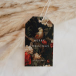 Dark Vintage Background Minimalist Merry Christmas Gift Tags<br><div class="desc">Dark Merry Christmas gift tag: an original and striking design,  with a bold minimalist font mixed with a vintage elegant background.</div>