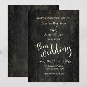 Dark Vintage Background, Typography 30 Wedding Invitation