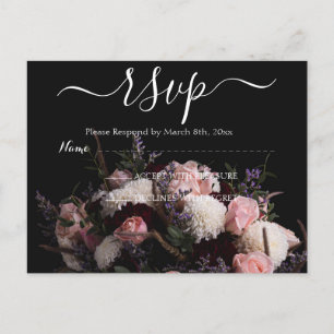 Dark vintage burgundy  Floral RSVP Postcard