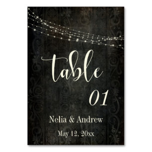 Dark Vintage Design Cream Typography Table Number