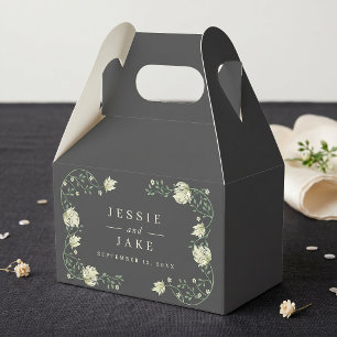 Dark Vintage Floral Border wedding favour Favor Box