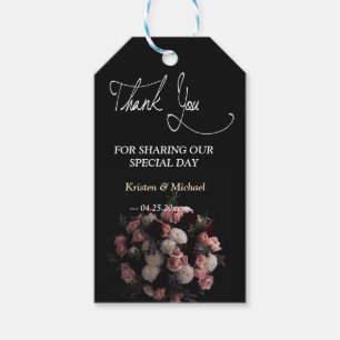 Dark vintage Floral  thank you Gift Tags