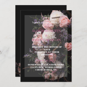 Dark Vintage Floral Wedding Invitation