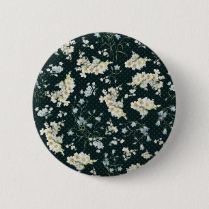 Dark vintage flower wallpaper pattern 2 inch round button