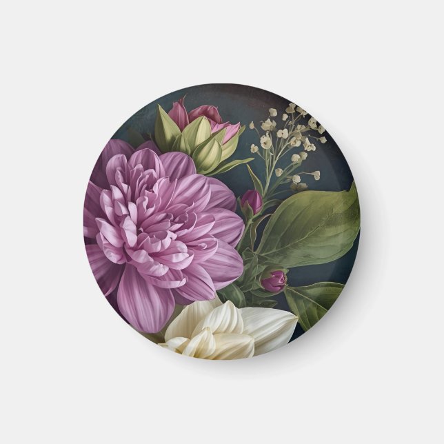 Dark Vintage Flowers Magnet (Front)