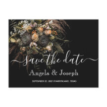 Dark vintage orange Floral Save the Date Ann