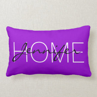 Dark violet colour home monogram lumbar pillow