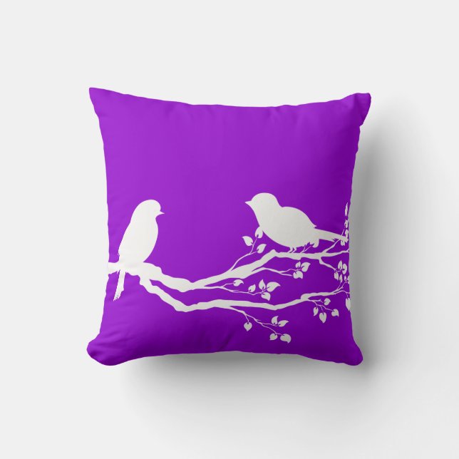 Dark Violet Country Birds At Rest Throw Pillow (Front)