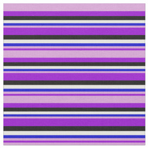 Dark Violet, Plum, Blue, White, and Black Pattern Fabric