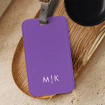 Dark Violet Purple | Modern Monogram Luggage Tag<br><div class="desc">This modern luggage tag design features a dark violet purple background,  with your initials in bold white text for a look that is simple and colourful,  yet professional.</div>