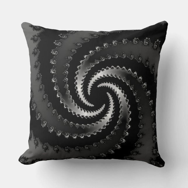 Dark Vortex Fractal Throw Pillow (Front)