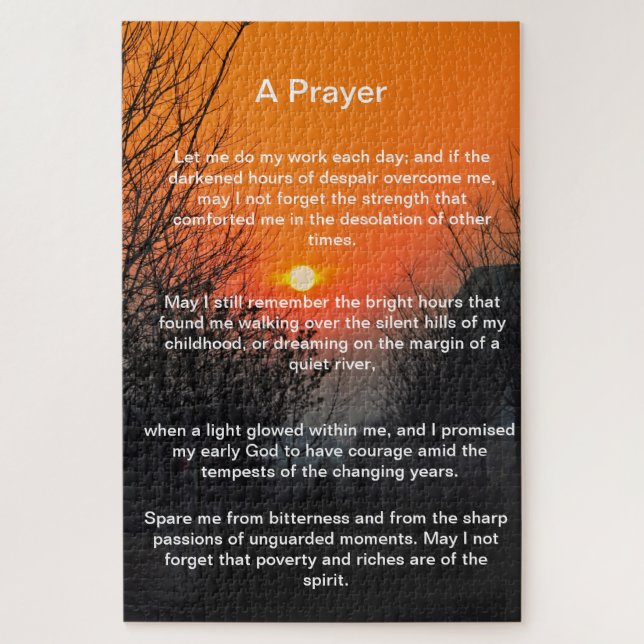 dark walkway into a bright orange sunset  jigsaw puzzle (Vertical)