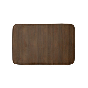 Dark Walnut Brown Bamboo Wood Grain Look Bath Mat