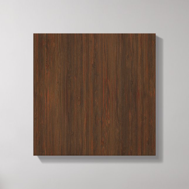 Dark Walnut Brown Bamboo Wood Grain Look Canvas Print (Front)