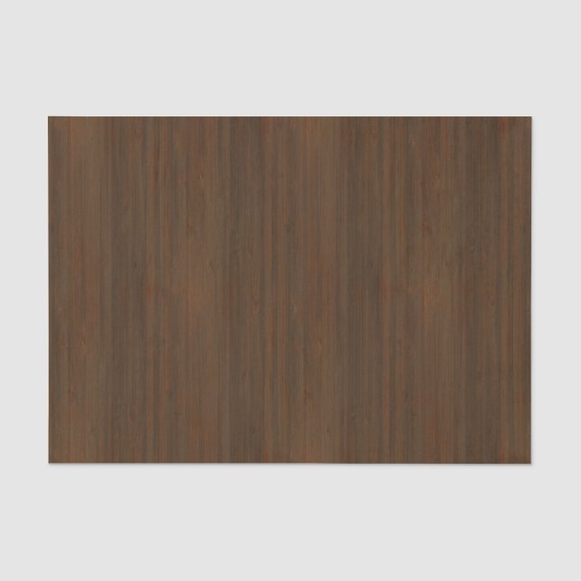 Dark Walnut Brown Bamboo Wood Grain Look Tissue Paper (Front)