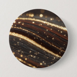 Dark Walnut Wood Grain with Sparkling Gold Rivers 3 Inch Round Button