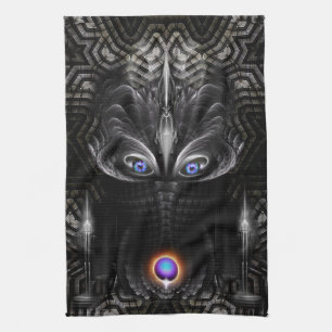 Dark Warrior Sculpture Fractal Art Kitchen Towel