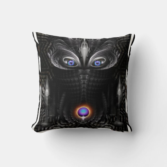Dark Warrior Sculpture Fractal Art Throw Pillow (Front)