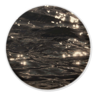 Dark water black and gold pattern ceramic knob