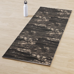 Dark water black and gold yoga mat
