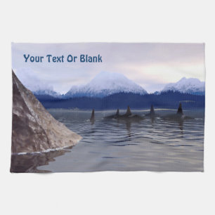 Dark Water Orca Kitchen Towel