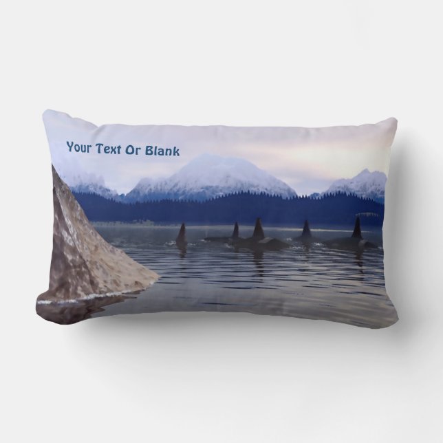 Dark Water Orca Lumbar Pillow (Front)