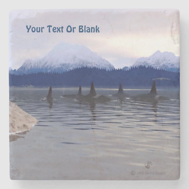 Dark Water Orca Stone Coaster (Front)