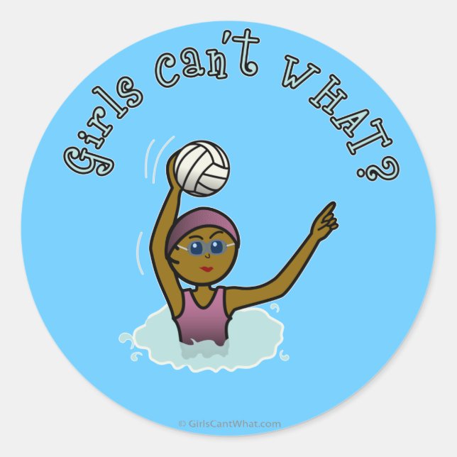Dark Water Polo Player Girl Classic Round Sticker (Front)