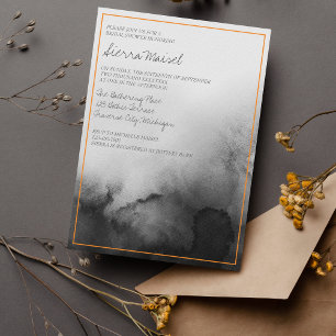 Dark Watercolor Black Halloween Bridal Shower Invitation