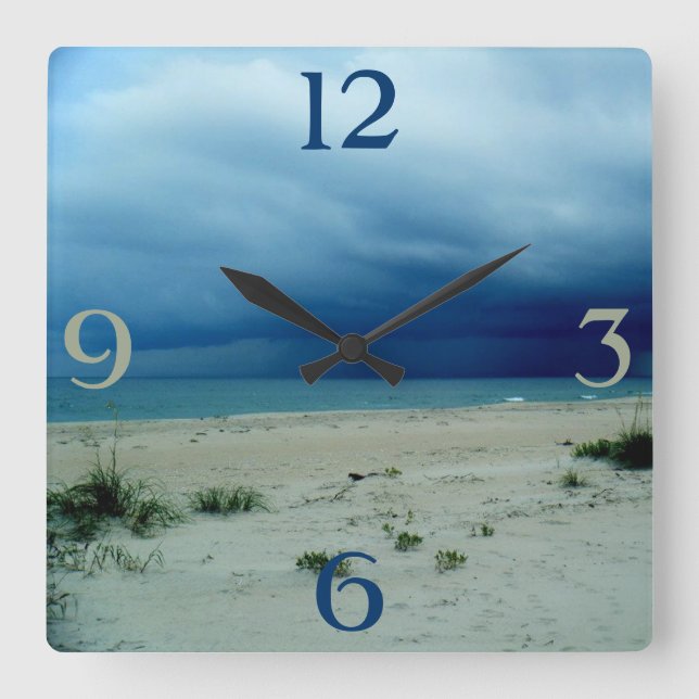 Dark Waters Beach Photo Square Wall Clock (Front)