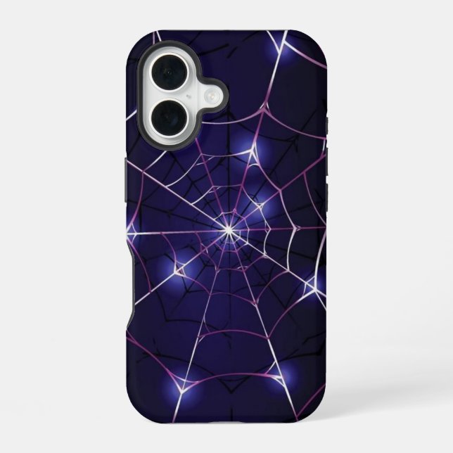  Dark Web & Silver Spider iPhone 16 Case (Back)