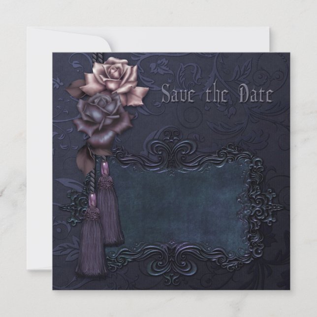Dark Wedding Gothic Save the Date card (Front)