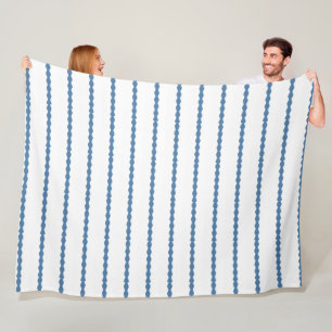 Dark Wedgewood Blue Scallops on White Fleece Blanket