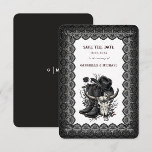 Dark Western Cowboy Gothic Lace Save The Date