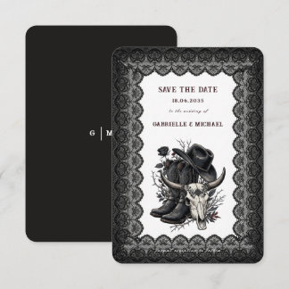 Dark Western Cowboy Gothic Lace Save The Date
