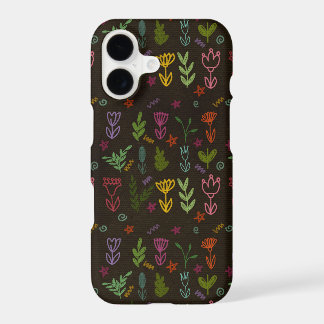 Dark Whimsical Wildflower Doodles Botanical Phone