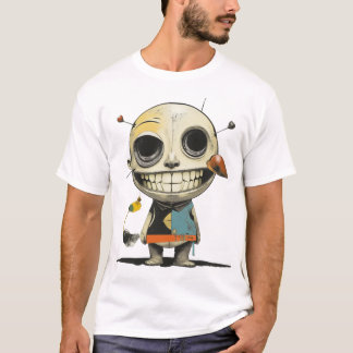 Dark Whimsy Grinning Doll – Surreal Horror Cartoon T-Shirt