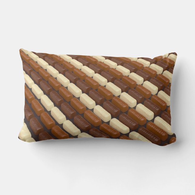 Dark, white and milk chocolate pralines lumbar pillow (Back)