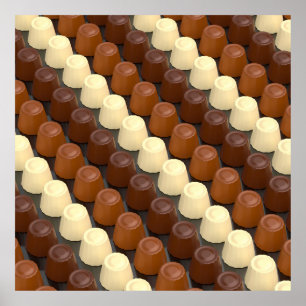 Dark, white and milk chocolate pralines poster