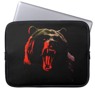 Dark Wild Bear Portrait in Dramatic Lighting Laptop Sleeve