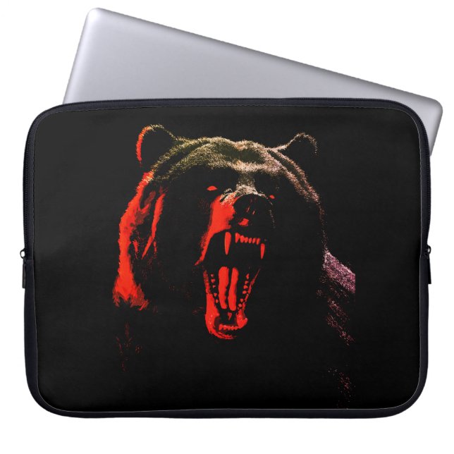 Dark Wild Bear Portrait in Dramatic Lighting Laptop Sleeve (Front)