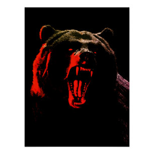 Dark Wild Bear Portrait in Dramatic Lighting Poster