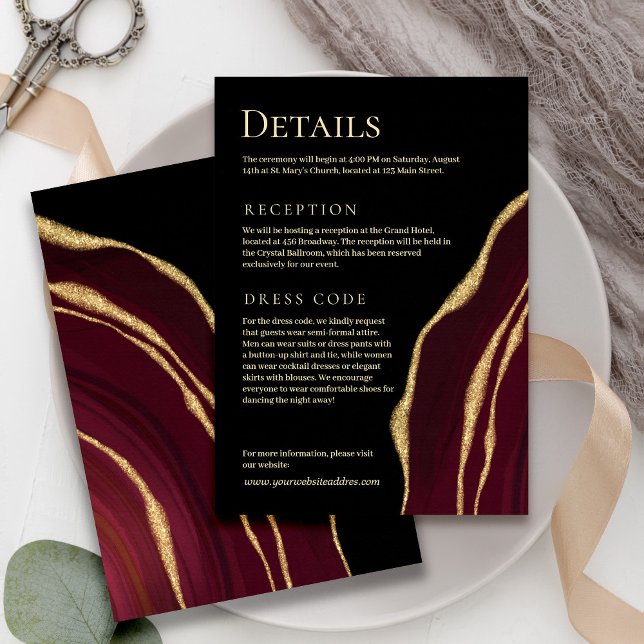 Dark wine agate with gold  enclosure card (Creator Uploaded)