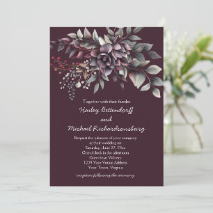 Dark Wine, Dusty Lavender, Dusty Purple, Sage Invitation