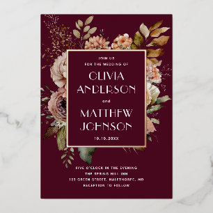 Dark Wine Floral Wedding   Romantic Fall Gold
