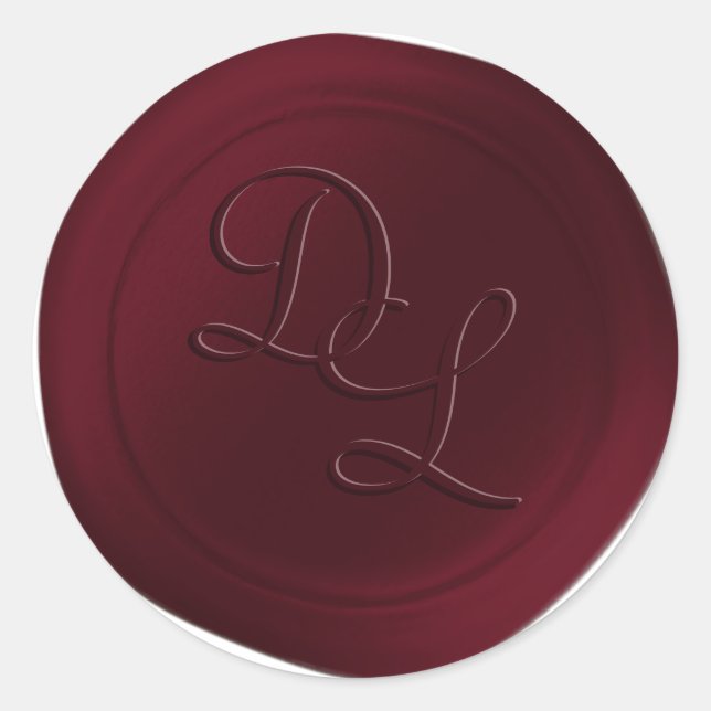 Dark Wine Red 2 Letter Monogram Wax Seal Stickers (Front)