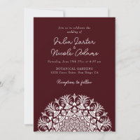 Dark Wine Red Brown Abstract Mandala Wedding