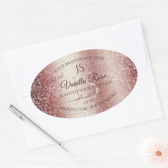 Dark Wine Red Soft Glitter Product Labels Monogram (Envelope)